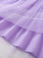 Boho Floral Tulle Spliced Dress with Bow Band for Summer