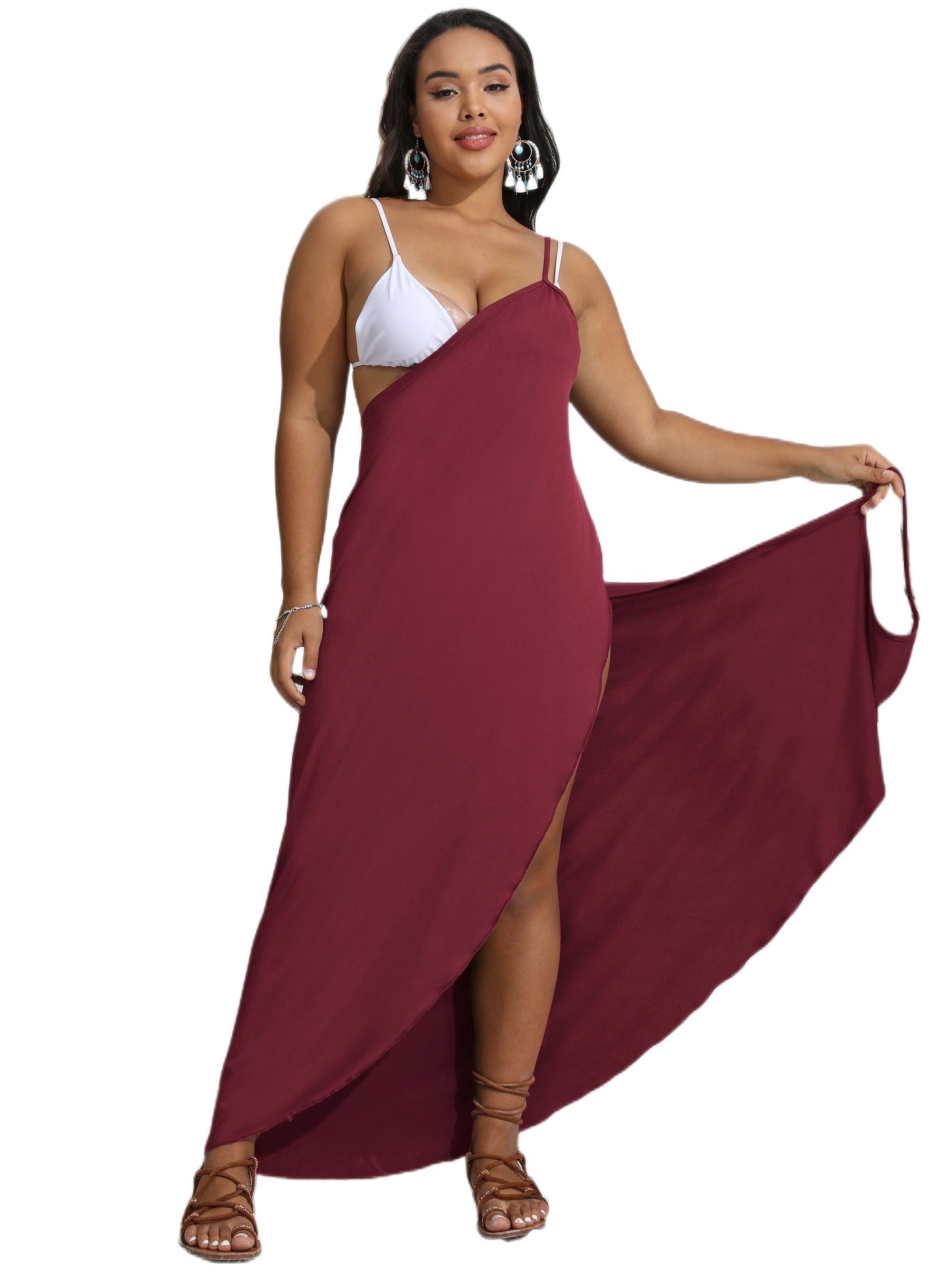 Sexy Plus Size Wrap Maxi Dress with High Split