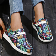 Women's Flat Canvas Shoes Lace Up Loafers