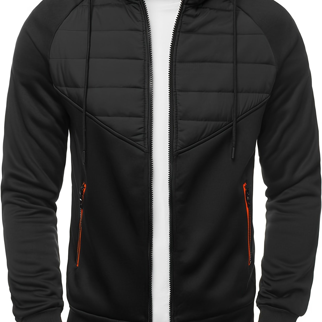 Patchwork Zip Hooded Sweatshirt Men's Jacket Coat