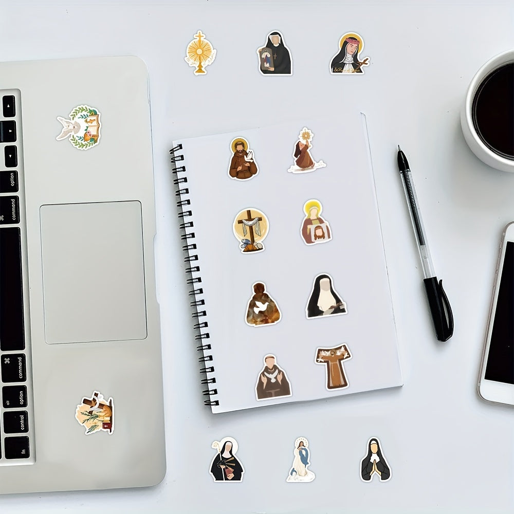 55pcs Monk Series Cartoon Vinyl Stickers for Water Bottles Laptops