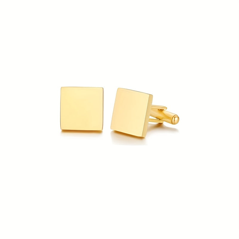 Men's Stainless Steel Button Cufflinks Square Round Shirt Cufflinks