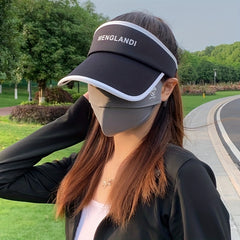 Women's Cotton Solid Visor Hat Summer UV Protection Lightweight Ponytail Cap