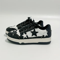 Women's Star Graphic Lace Up Skate Shoes Thick Sole Patchwork Flatform