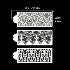 3pcs Floral Cake Stencils Large Hollow Lace Cookie Fondant Dessert Templates