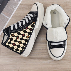 Cherry Print Plush Lined Canvas Sneakers