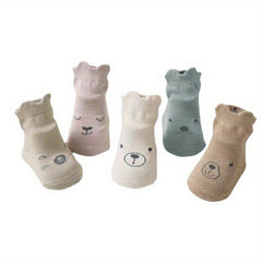 5 Pairs Toddler Non-slip Floor Socks Boys Girls Animal Cartoon