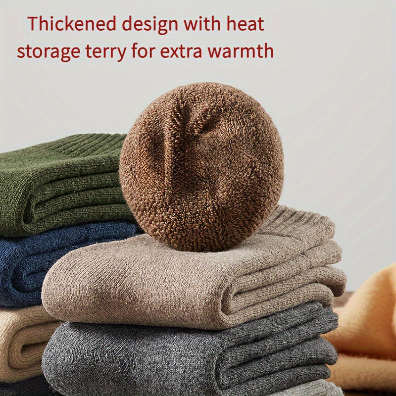 4 Pairs Wool Socks Winter Extra Thick Warm Crew Socks Cashmere Cotton