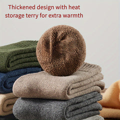 4 Pairs Wool Socks Winter Extra Thick Warm Crew Socks Cashmere Cotton