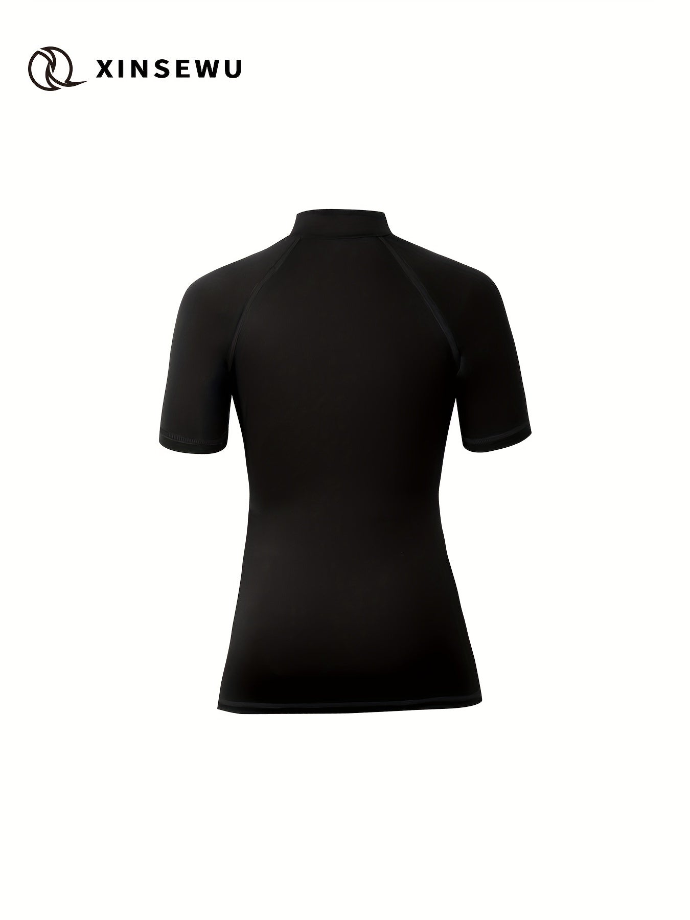 Women's Solid Mock Neck Short Sleeve Shirts Zipper Quick Dry Tops
