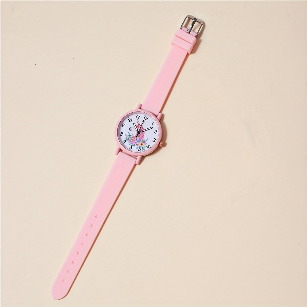 Pink Unicorn Cartoon Watch For Kids