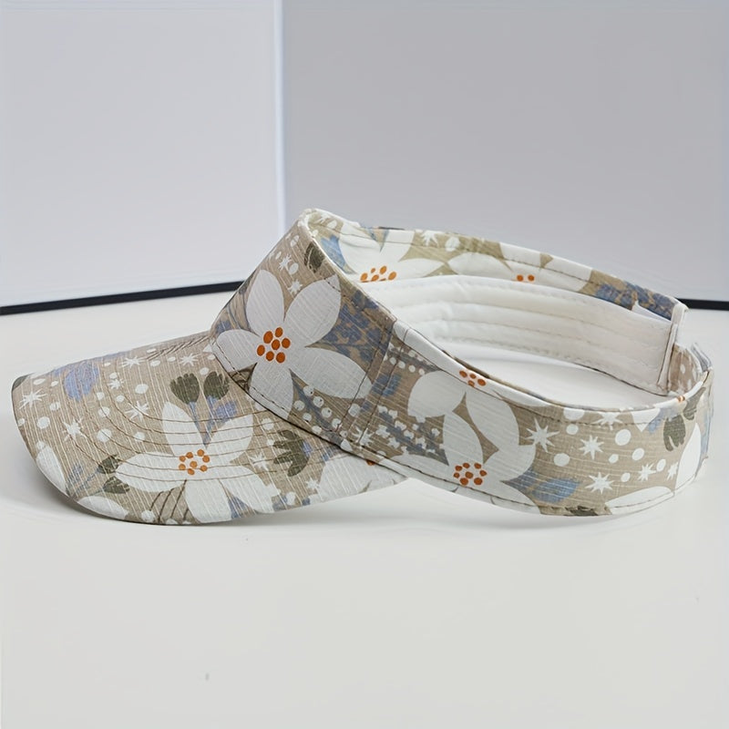 Flower Leaf Print Visor Hats Lightweight Sun Hat
