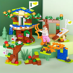 City Garden Carousel Mini Street View Fairy Tale Tree House Building Block Set