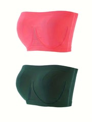 2 Pack Plus Size Seamless Bandeau Bra Set