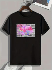 Colorful Brush Stroke Print Men's Comfy T shirt