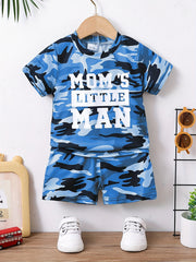 2pcs 'Mama's Little Man' Camo T-shirt & Shorts Set for Baby Boys