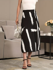 Print Pleated Skirts Random Printing High Waist Women's Clothing