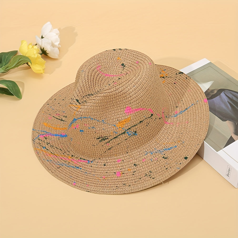 Graffiti Eco Sun Visor Hat Paper Straw Sunscreen Breathable Casual