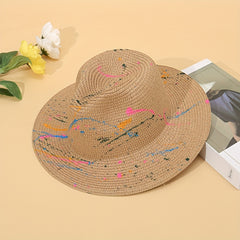 Graffiti Eco Sun Visor Hat Paper Straw Sunscreen Breathable Casual
