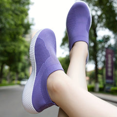 Women's Purple Slip on Walking Shoes Breathable Flat Shoes