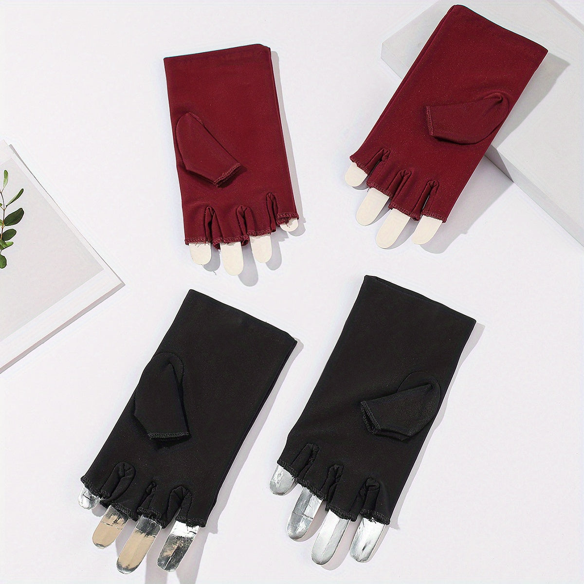 2 Pairs Fingerless Short Gloves Unisex Cycling UV Protection Touch Gl
