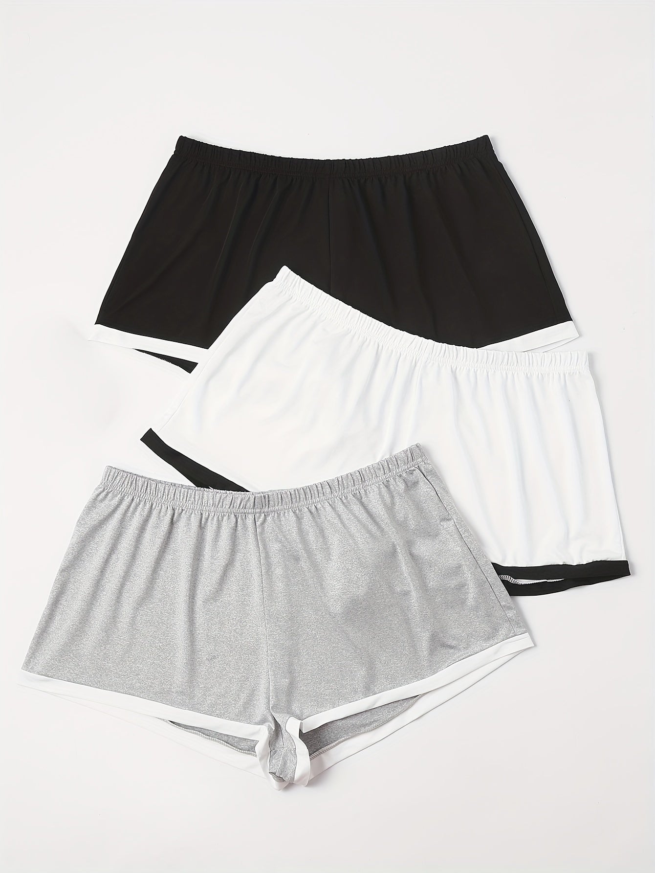 3 Pack Plus Size Colorblock Wide Leg Pajama Shorts Set