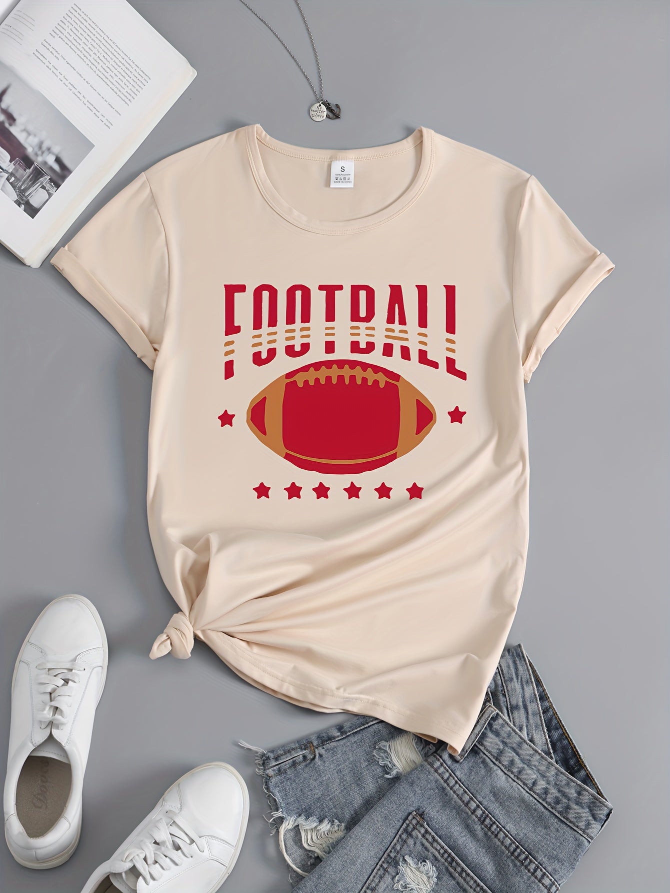 Women's Football Graphic Short Sleeve Sports T shirt