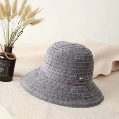 Striped Chenille Sun Hat Solid Casual Bucket Hats Casual Sunscreen Basin Hat