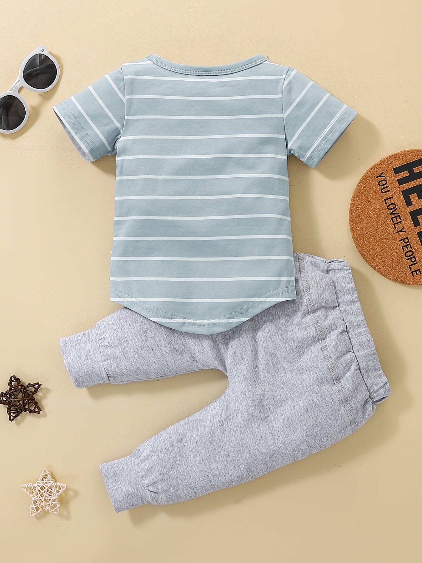 Baby Boys Striped Top Drawstring Sweatpants Set