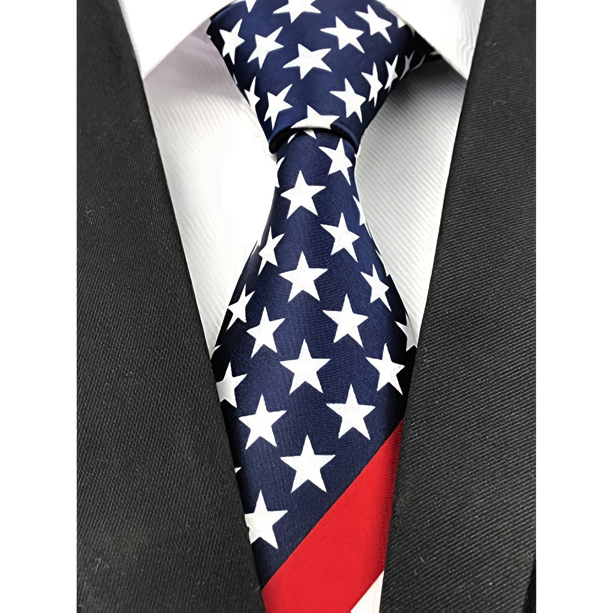 Men's Flag Stars & Stripes Red Necktie Stripe Ties