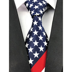 Men's Flag Stars & Stripes Red Necktie Stripe Ties