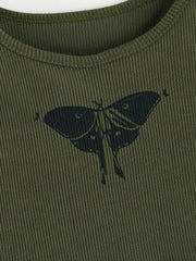 Butterfly Print Tank Top Y2K Crew Neck Summer Sleeveless Top
