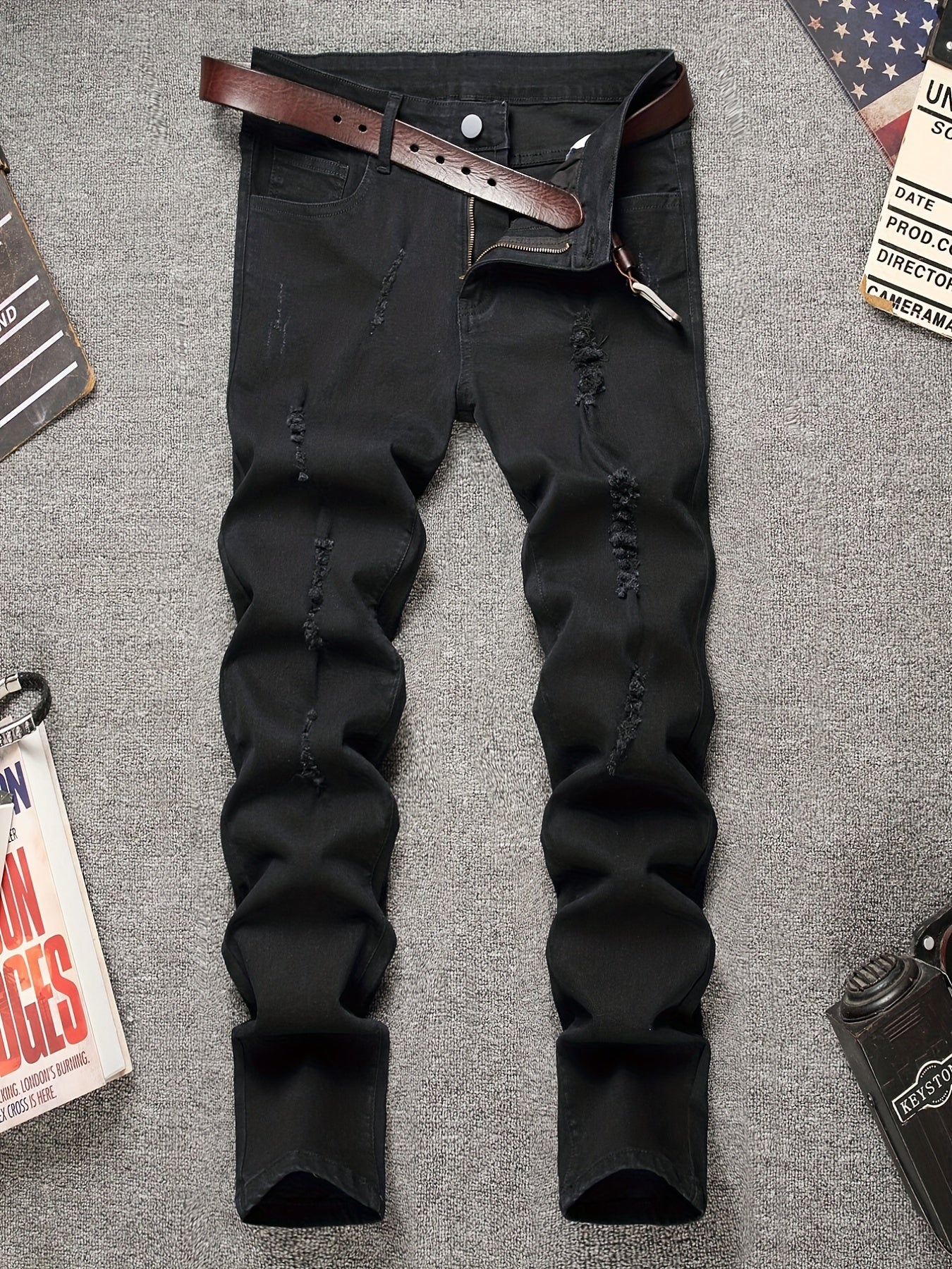 Men's Slim Fit Stretch Denim Jeans with Pockets