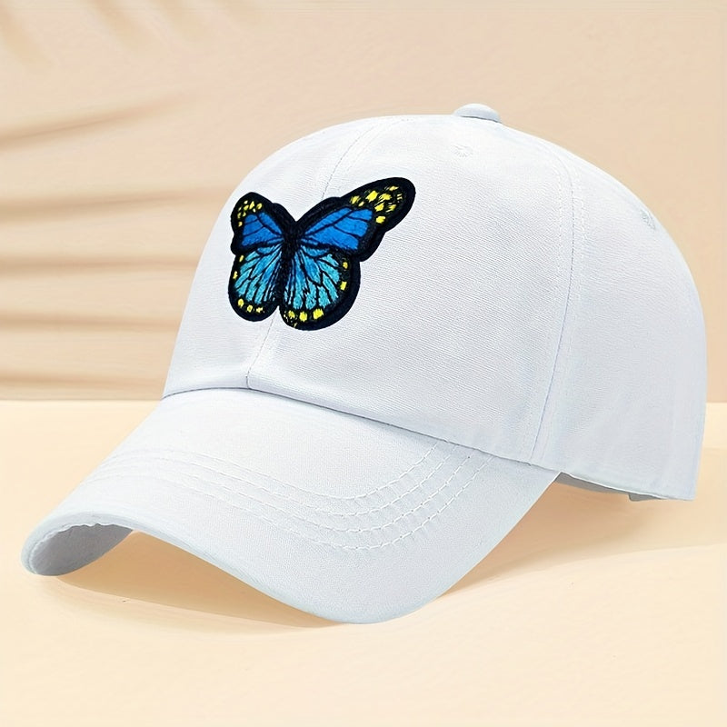 Butterfly Embroidery Baseball Cap Distressed Dad Hat