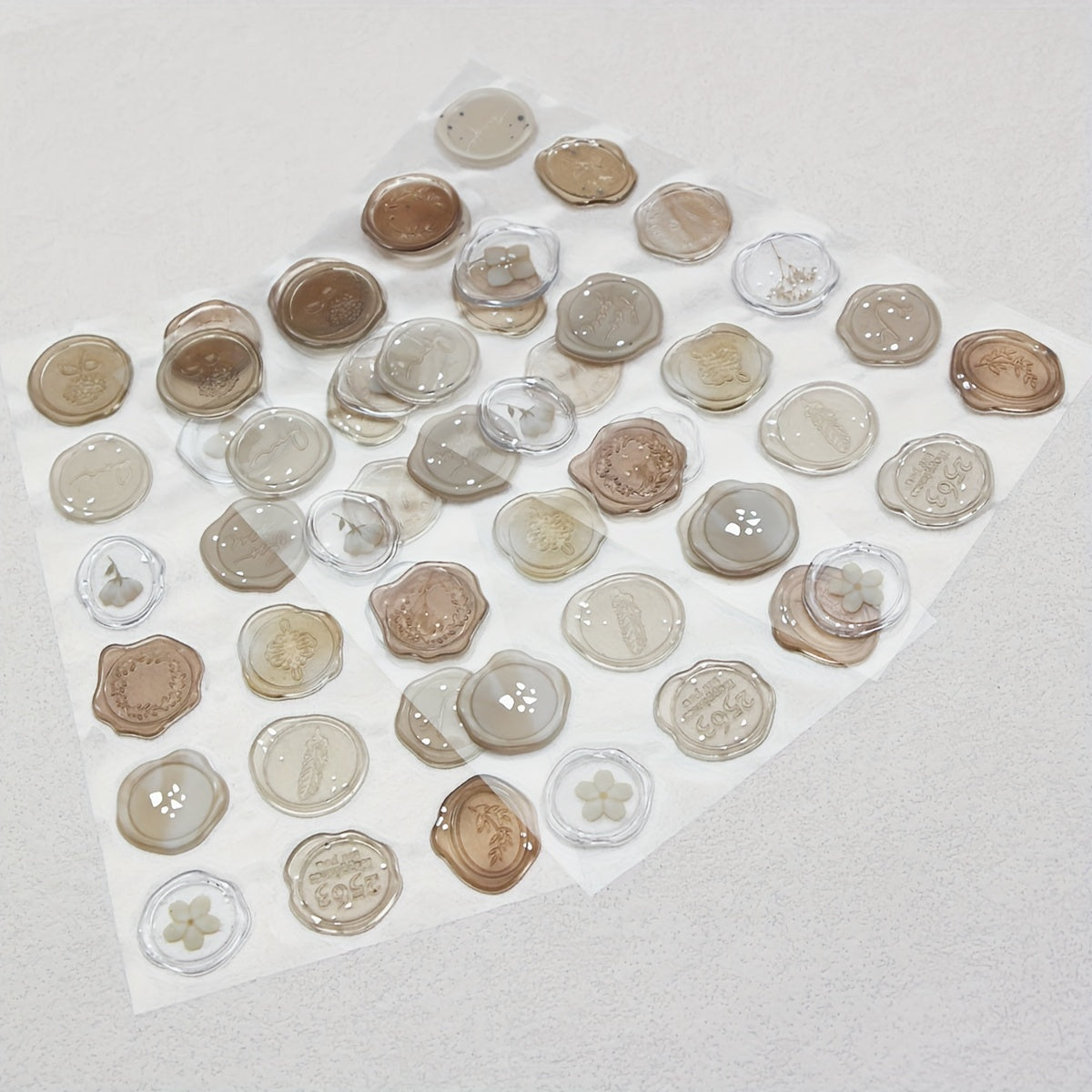 18pcs Flower Wax Seal Stamp Stickers Brown Gradient Girls Decoration