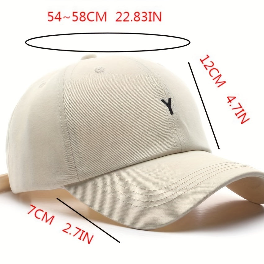 Y Embroidery Baseball Cap Lightweight Cotton Sun Hat Casual Solid Dad Hats