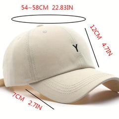 Y Embroidery Baseball Cap Lightweight Cotton Sun Hat Casual Solid Dad Hats