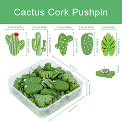 40pcs Cactus Palm Wooden Push Pins Thumb Tacks Green Wood Map Pin