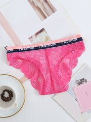 6pcs Sports Letter Tape Lach Trim Mixed Briefs Panties Pack For Women
