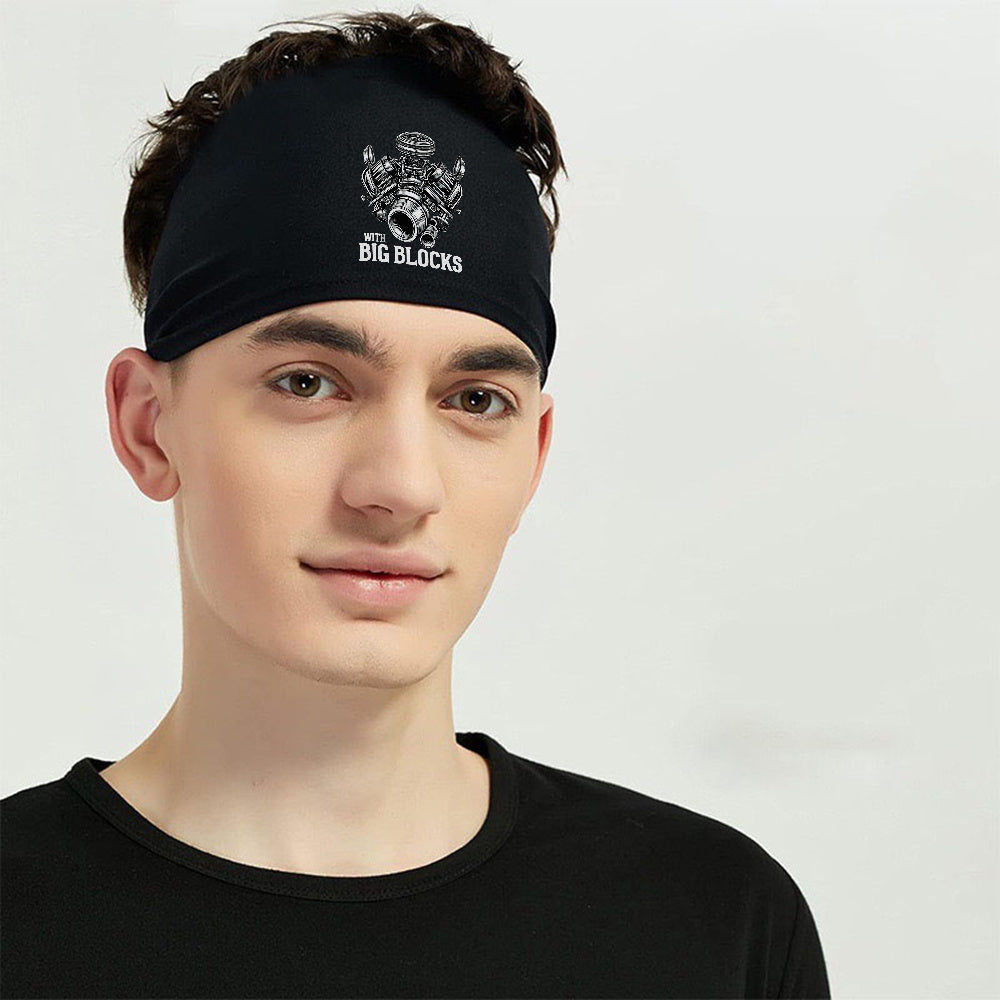 Big Block Sports Headband for Men - Breathable Mesh - Running Yoga Fitness