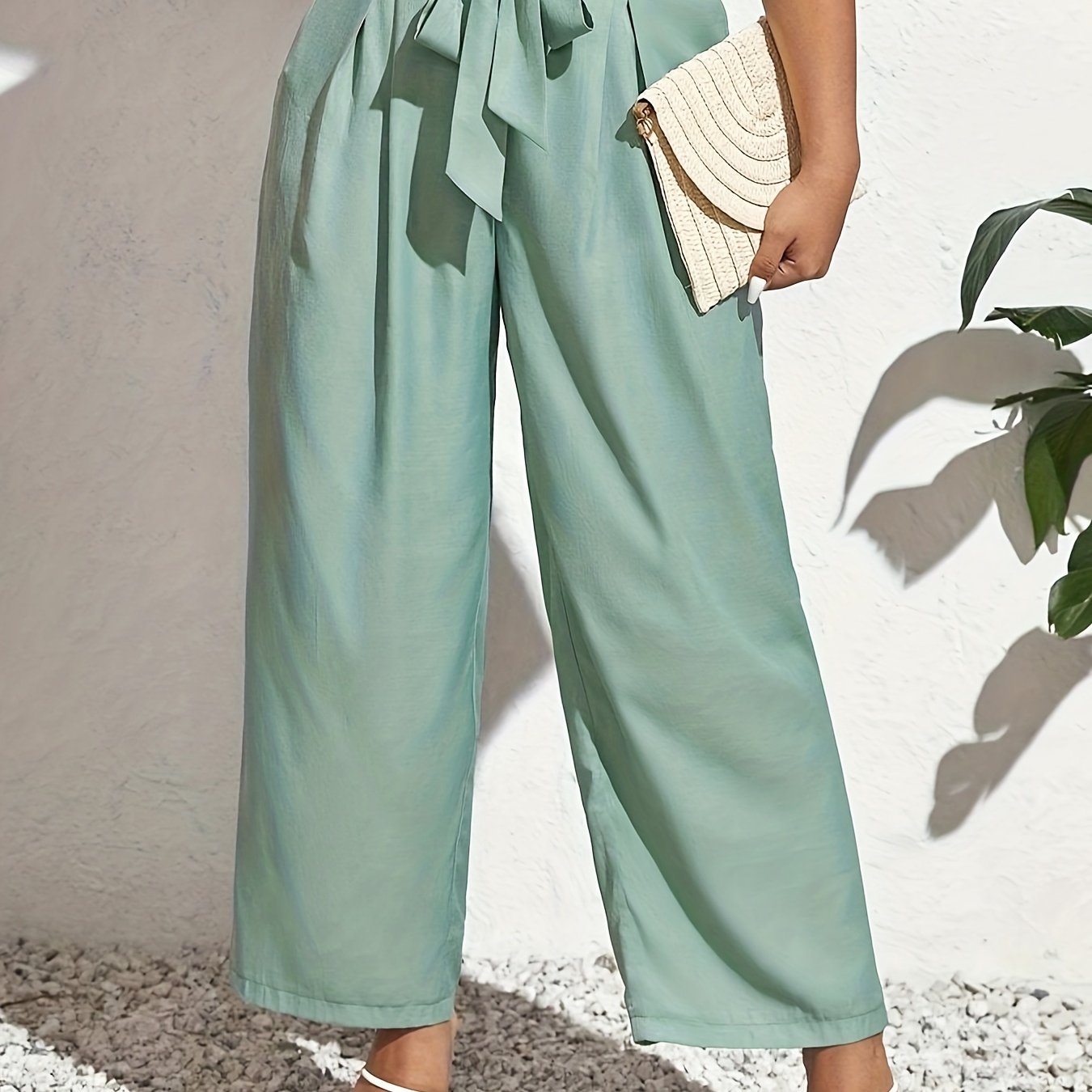 Women's Wide Leg Trousers With Belt