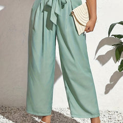 Women's Wide Leg Trousers With Belt