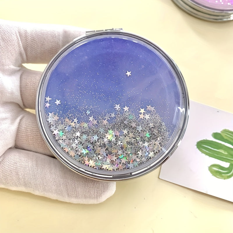 Quicksand Small Mirror Cartoon Double sided Portable Carry on Makeup Mirror