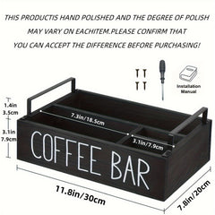 Wooden Coffee Bar Box Farmhouse Style Countertop Organizer for Cups & Pods