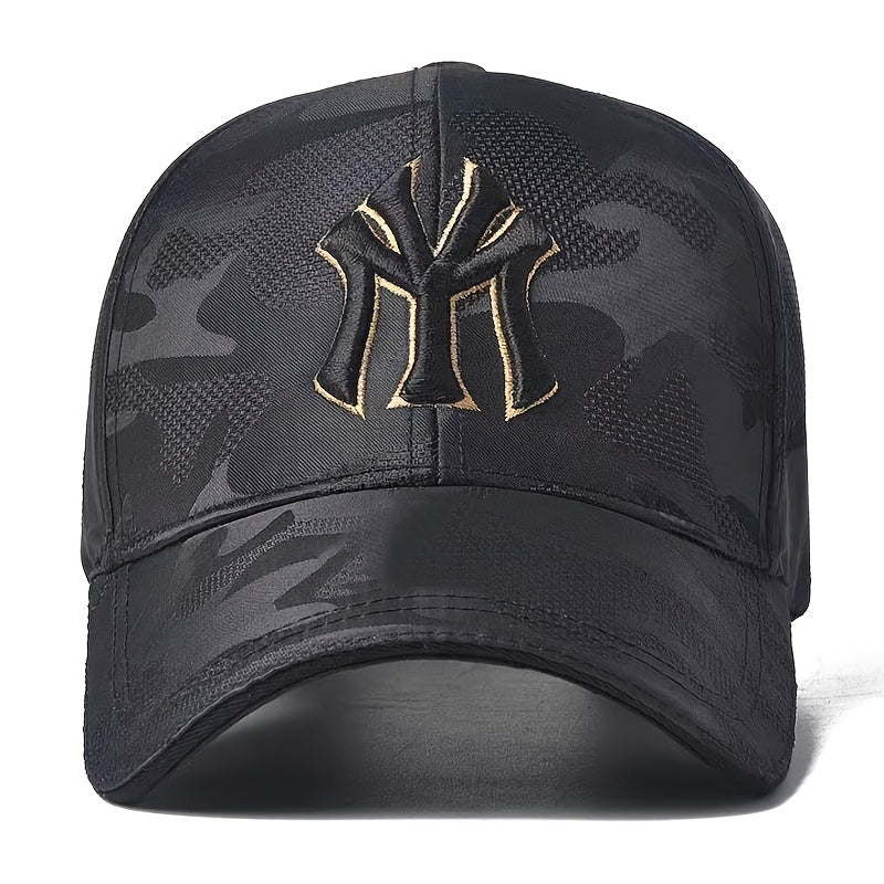 Men's Camo Baseball Cap with Yellow Trim, Unisex Fit