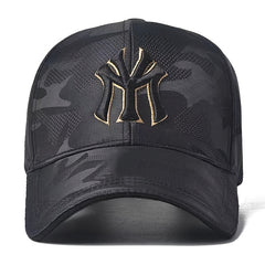 Men's Camo Baseball Cap with Yellow Trim, Unisex Fit