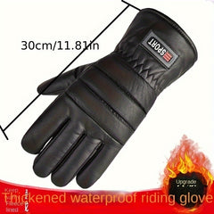 Men's Winter Velvet Waterproof Warm Gloves For Outdoor Skiing Cycling