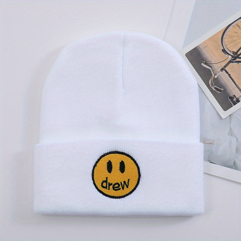 High-end Happy Face Dream Embroidery Woolen Knitted Cold Hat