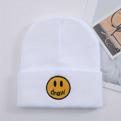 High-end Happy Face Dream Embroidery Woolen Knitted Cold Hat