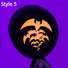 10pcs Halloween Fluorescent Balloon Pumpkin Bat Ghost Neon Latex Balloon